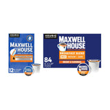 Maxwell House House Blend Medium Roast K-Cup Coffee Pods 84 CT + Breakfast Blend Light Ground Coffee K-Cup Pods 12 CT (Variety Pack)