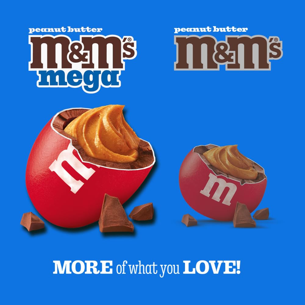 M&M'S Peanut Butter Chocolate Candy, Full Size 2.83 oz Bag, Pack of 24 Bulk Candy Chocolate
