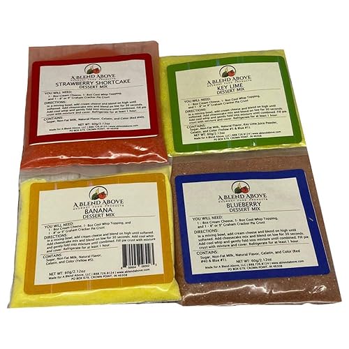 A Spice Above No-Bake Dessert Mixes, Best Sellers - Strawberry Shortcake, Key Lime, Banana, and Blueberry