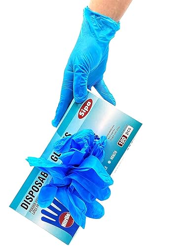 SIPA Nitrile Disposable Gloves 2.8 Mil,Pack of 100, Latex Free, Powder Free (Large)
