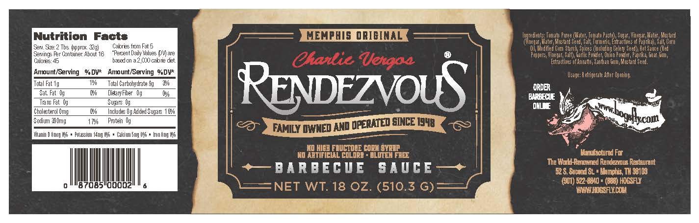 Charlie Vergos Rendezvous - Original and Hot BBQ Sauce Combo Pack (1lb 2oz (510g) Each)