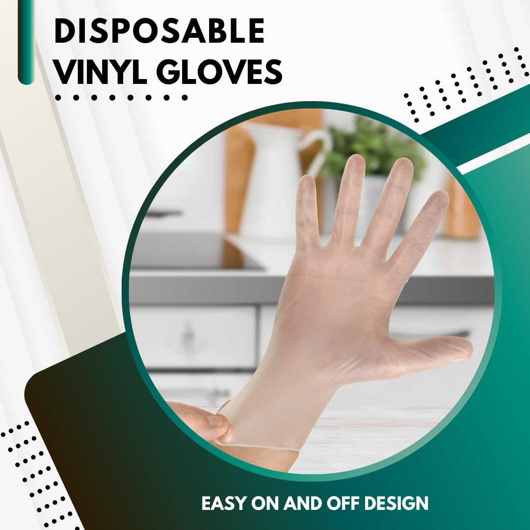 Green Direct Vinyl Gloves, Disposable, Powder-Free, Latex-Free, Clear, Box of 100 - Durable, Multipurpose Gloves for Everyday Use, Medium