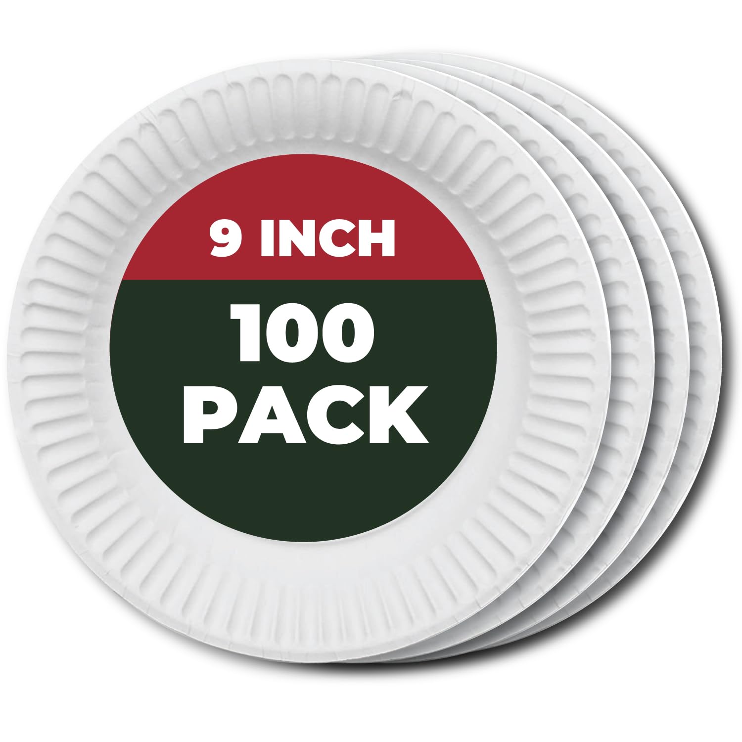 A1-Homes 9 Inch Paper Plates Uncoated 100 Count, Disposable White Paper Plates, For Everyday Breakfast, Lunch, Dinner, & Events