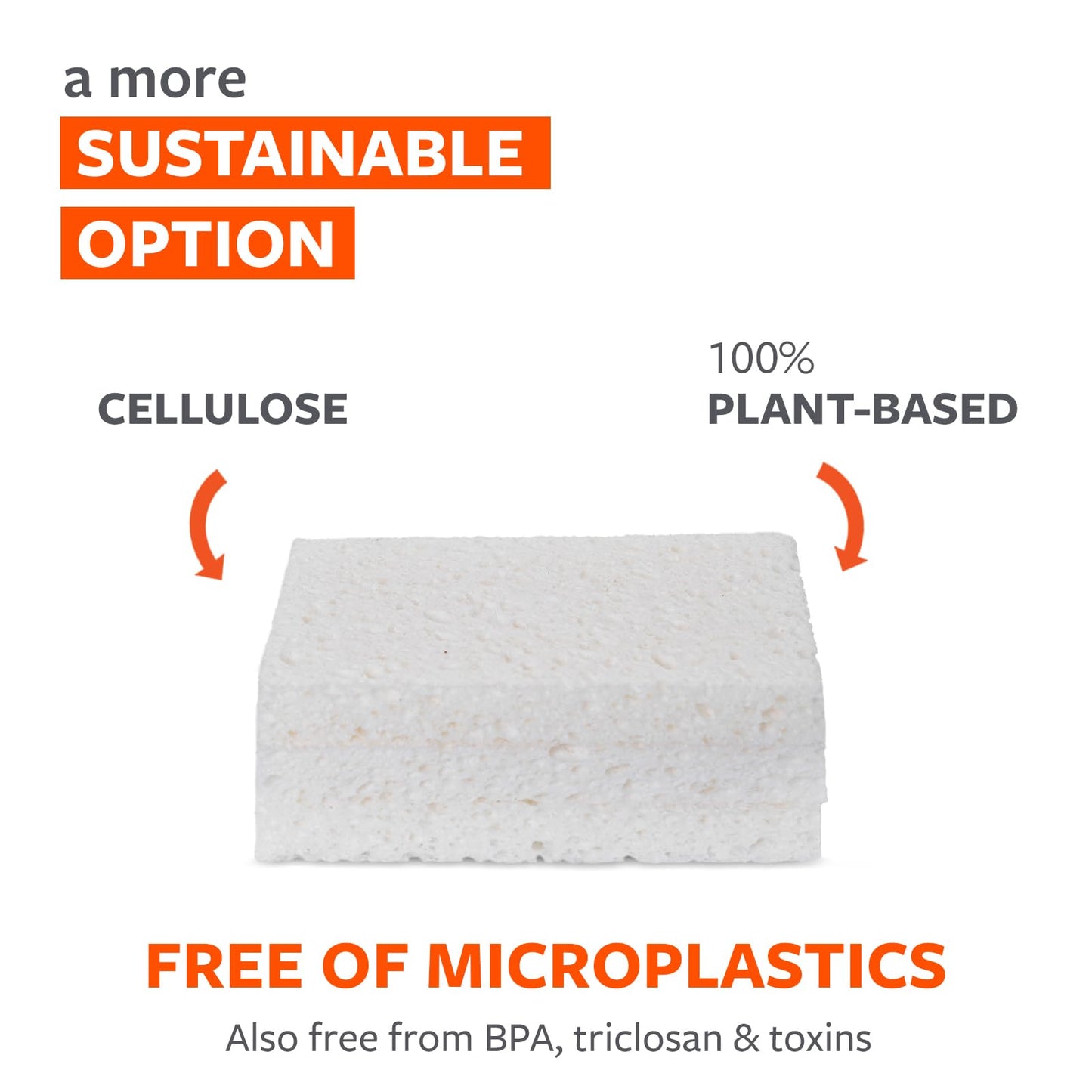 Full Circle 100% Plant-Based Cellulose Sponges - Pack of 3 - Plastic-Free, Natural Sponge, No Microplastics, Safe for Nonstick Cookware