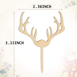 AUMIO Deer Cupcake Toppers Wooden Baby Shower Woodland Antler Cake Picks Party Decorations Wedding Hunting Boho Rustic Country Birthday Party Supplies