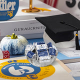 Graduation Party Decoration 2025 Graduation Label Stickers, 240 PCS Congrats Grad Mini Blue White Candy Wrapper Class Of 2025 Chocolate Bar Stickers