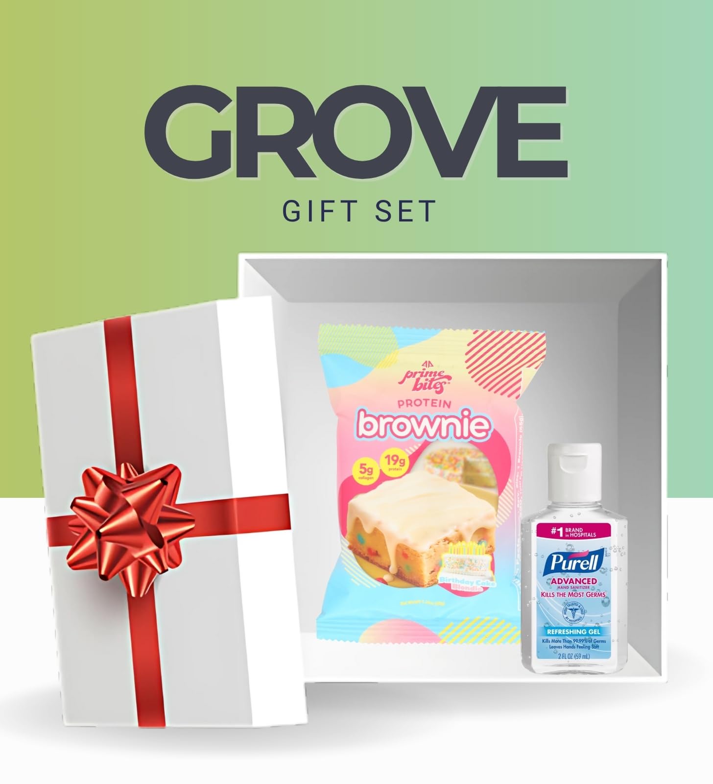 Protein Brownie - Glazed Birthday Cake Blondie Bar 2.29 oz Bundle with 2 oz Hand Sanitizer - Sweet Dessert-Inspired Snack with Convenient Travel