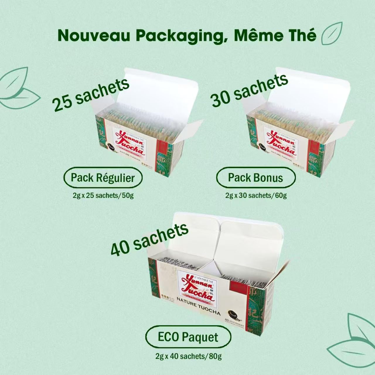 Yunnan Tuocha® - Nature Tuocha Tea - 30 Sachets (Pack of 1 Box x 30) - 60g - Guaranteed Origin Chinese Tea (Version 1978-2015)