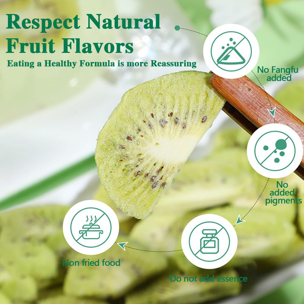 Freeze Dried Kiwifruit, 10.6oz, 100% Natural No Additives, Sweet Crispy Ready-to-Eat Snack