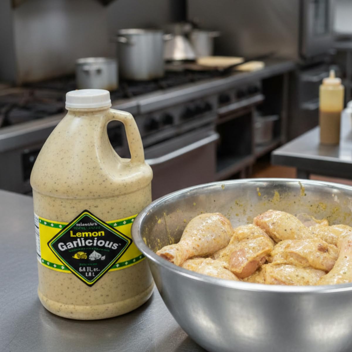 Salamida New York State Fair Lemon Garlicious Marinade, 64oz | All-Natural, Gluten-Free, Citrus & Garlic Infused Sauce for Fish, Poultry, Pork & More