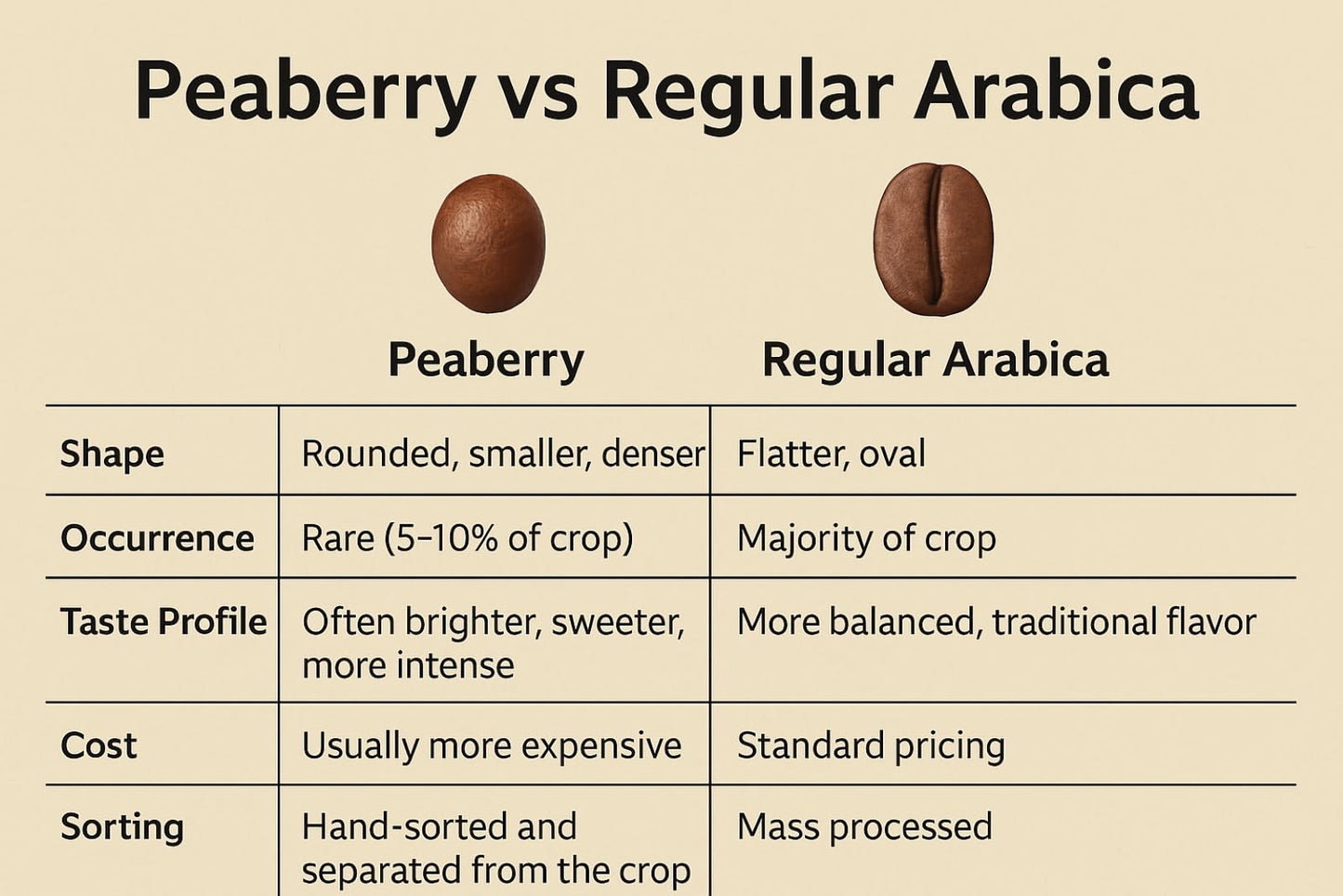 Indian Peaberry Whole Bean Coffee - Freshly Roasted Premium Arabica Coffee Beans - Gourmet Coffee from India- Giri Estates(TM)