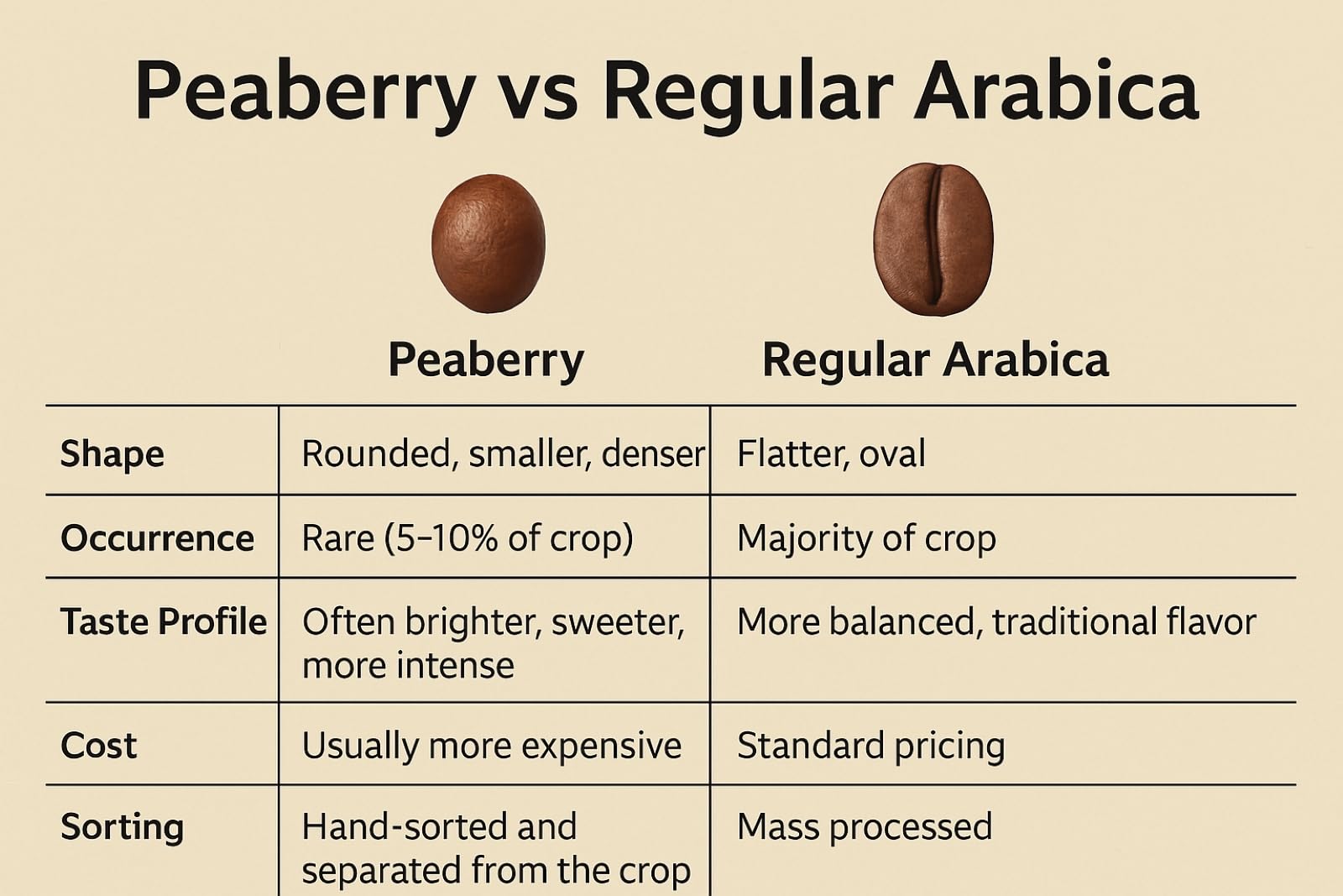 Indian Peaberry Whole Bean Coffee - Freshly Roasted Premium Arabica Coffee Beans - Gourmet Coffee from India- Giri Estates(TM)