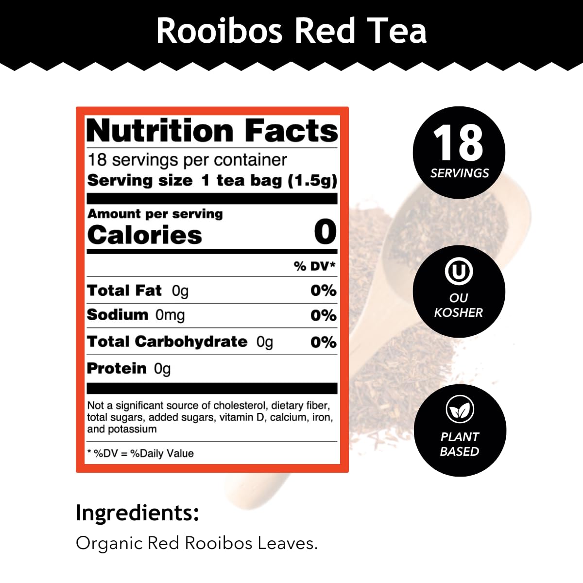 Buddha Teas - Rooibos Red Tea - Organic Herbal Tea - For Digestive Health - Rejuvenate & Support - Caffeine Free - 100% Kosher & Non-GMO - 18 Tea Bags