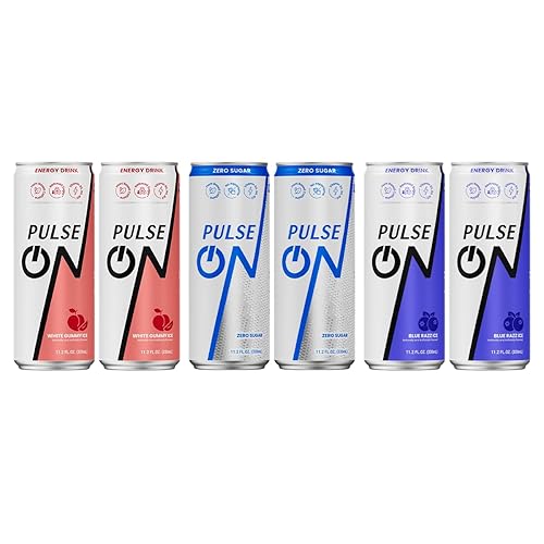 PulseOn Energy Drink- 200mg Natural Caffeine, Taurine and Vitamin B (6 Pack, Mix Flavor)
