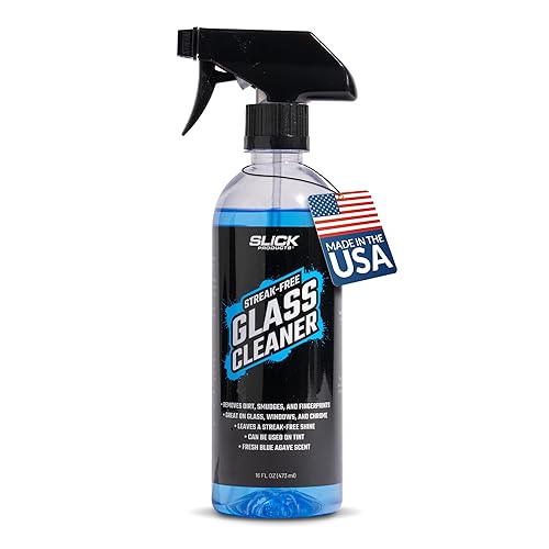 Slick Products Streak-Free Glass Cleaner - Ammonia-Free Window, Mirror, Chrome & Tint Cleaner - Removes Dirt, Smudges & Fingerprints - Ready-to-Use