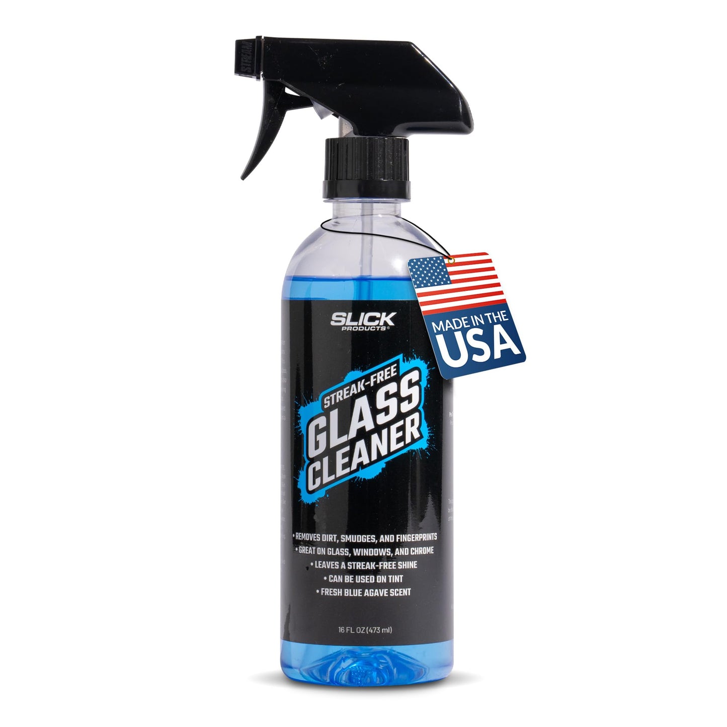 Slick Products Streak-Free Glass Cleaner - Ammonia-Free Window, Mirror, Chrome & Tint Cleaner - Removes Dirt, Smudges & Fingerprints - Ready-to-Use