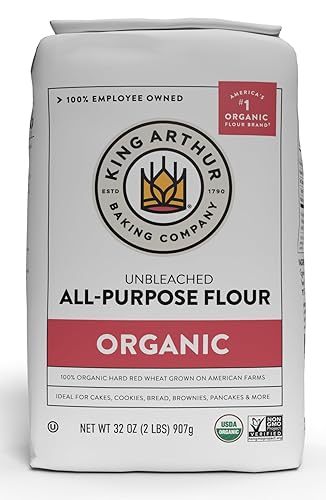 King Arthur 100% Organic All-Purpose Flour, Unbleached, 2 lb (Pack of 1) - Non-GMO Project Verified, No Preservatives