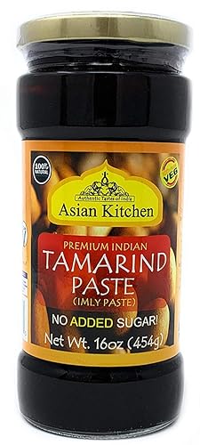 Asian Kitchen Tamarind Paste Puree (Imli) 16oz (454g) 1lb Glass Jar, Gluten Free, No added sugar ~ All Natural | Vegan | NON-GMO | No Colors | Indian