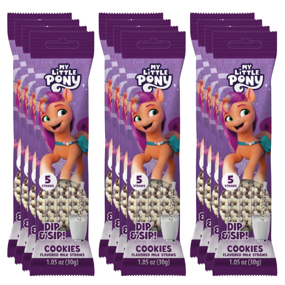My Little Pony Magically Flavored Dip & Sip Milk Straws - Cookies, 12-Pack Bundle (60 Count) | Fun Magic Straws for Kids, Drinks & Cereal | Sweet