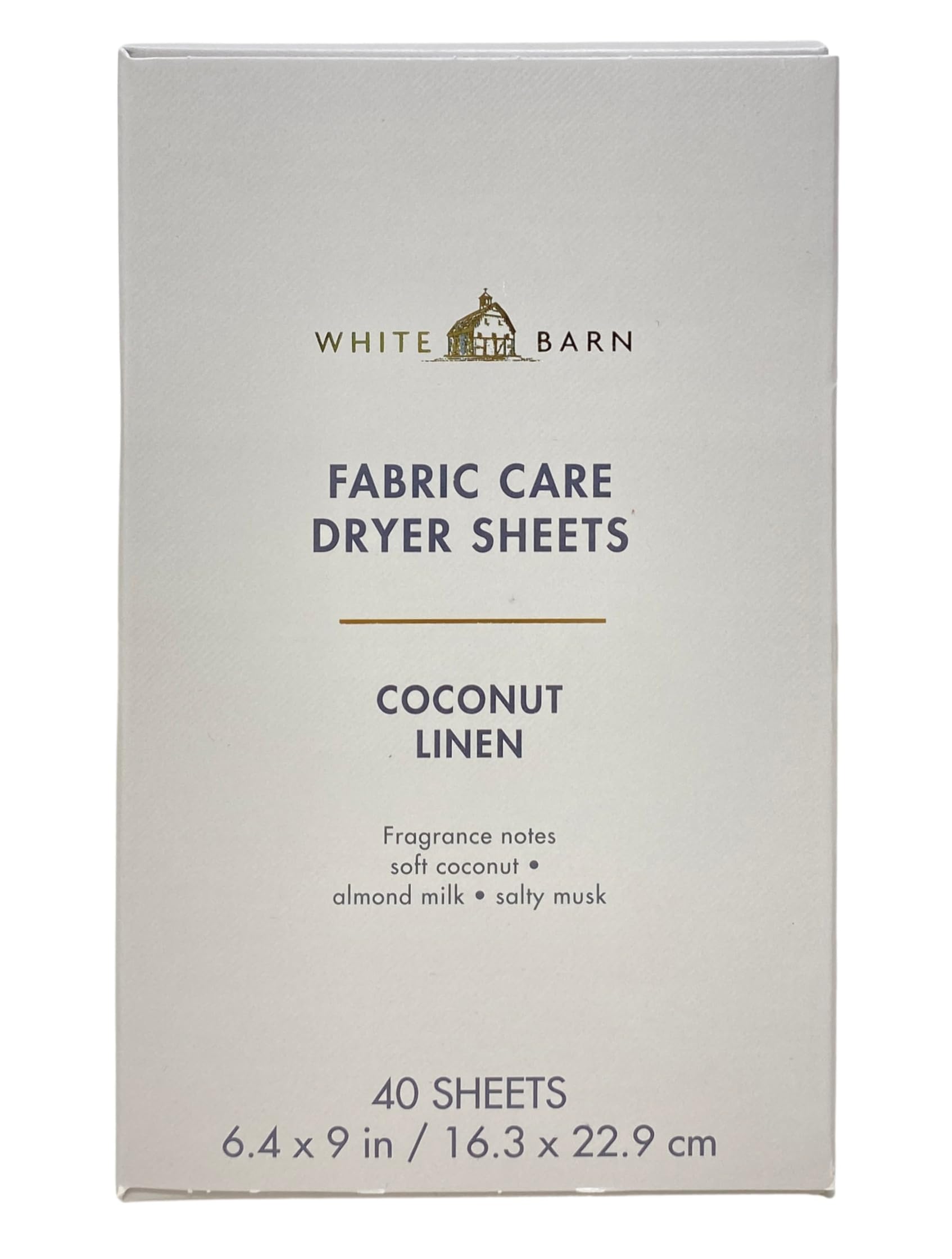 Bath & Body Works Coconut Linen Fabric Care Dryer Sheets - 2 Boxes (80 Sheets Total) - with a Peach Gardenia Sample Soap