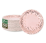 CENLBJ Pink & Rose Gold Dots Party Paper Plates, 50 PCS Disposable Party Supplies Dessert Paper Plates for Birthday Wedding Bridal Shower Supplies (7
