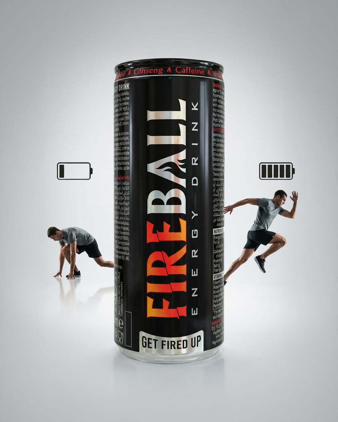 Fireball Energy Drink 500ml x 24 Pack - High Caffeine with Taurine & B Vitamins - Large Size Value Pack