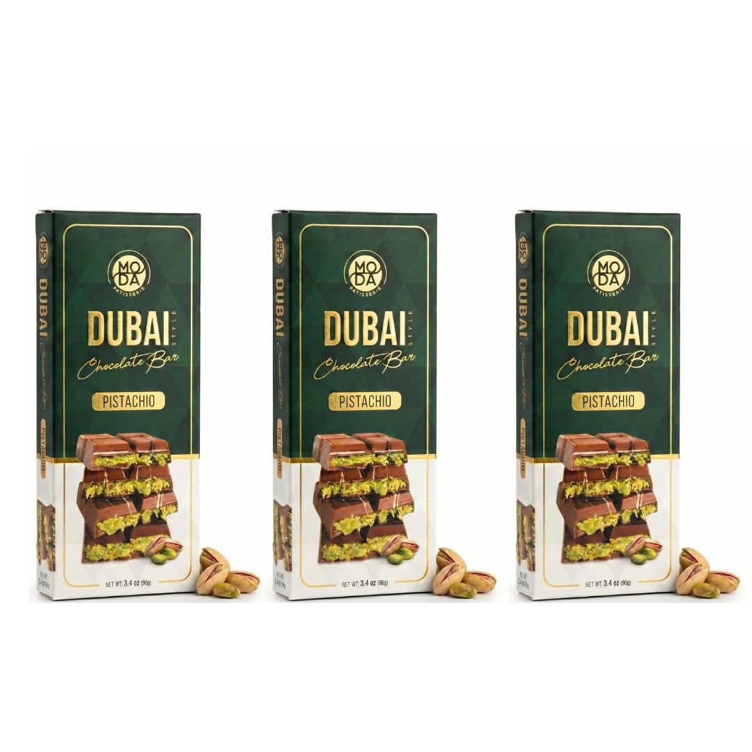 Moda Dubai Chocolate Bar - Premium Milk Chocolate with Pistachio Cream & Crispy Kataifi Filling, Gourmet Dubai Style Chocolate, Authentic Middle