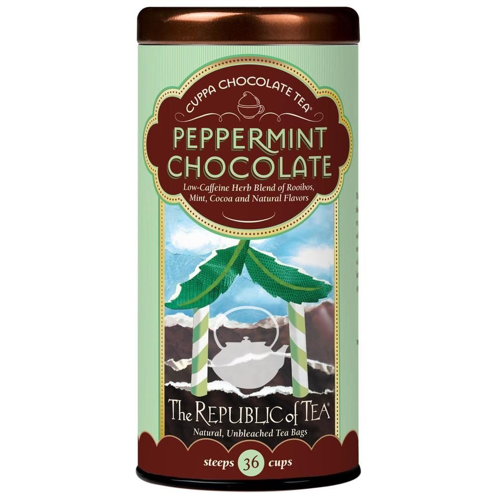 The Republic of Tea - Peppermint Cuppa Chocolate Tea Bags, Low-Caffeine, 36 Servings