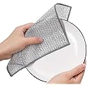 YOFAN 5-Pack 7.9-Inch Dual-Layer Metal Mesh Cleaning Cloths - Scratch-Free Kitchen Scrubbers for Dishes & Cookware