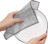 YOFAN 5-Pack 7.9-Inch Dual-Layer Metal Mesh Cleaning Cloths - Scratch-Free Kitchen Scrubbers for Dishes & Cookware
