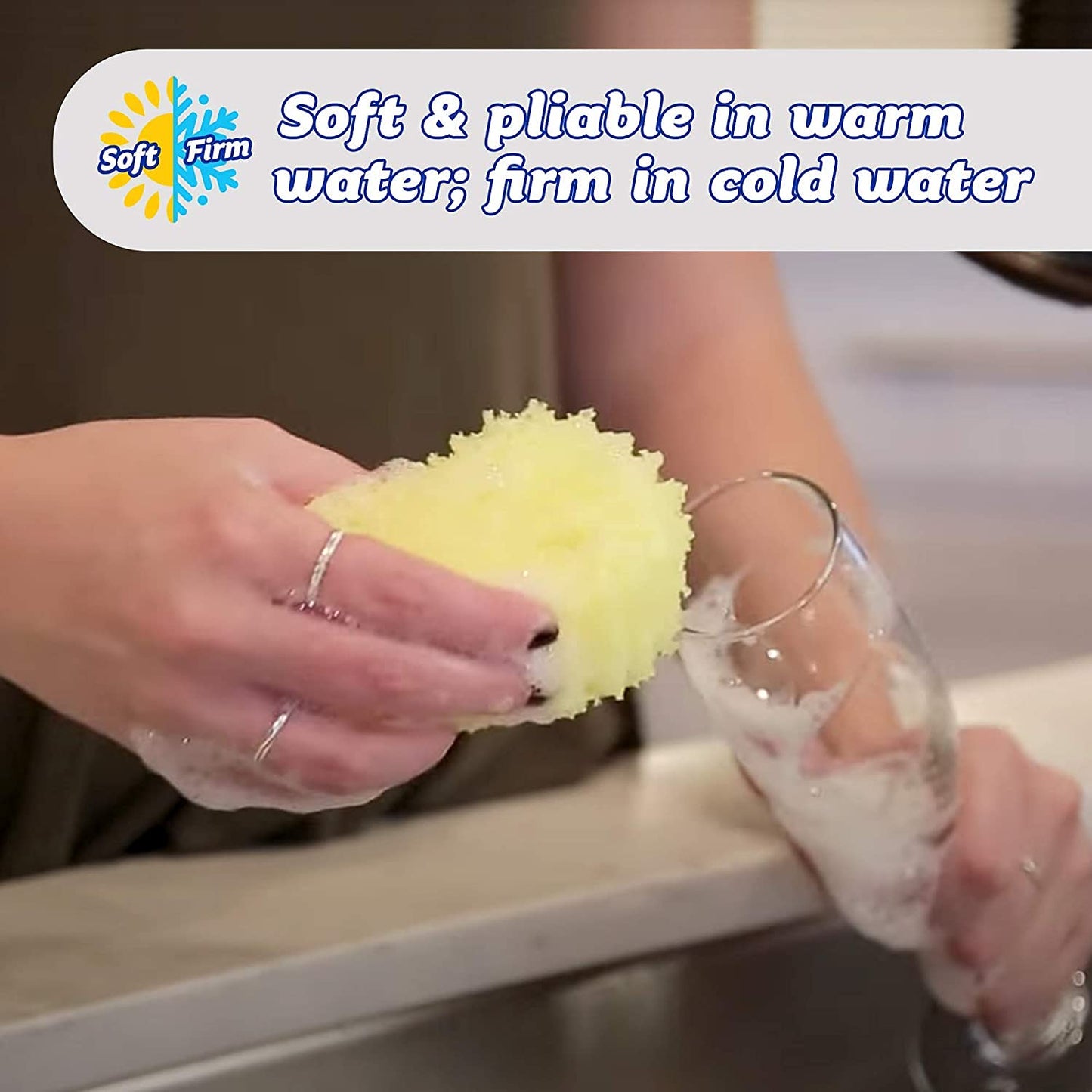 Scrub Daddy Smiling Scrubber, Grey - Scratch-Free Multipurpose Dish Sponge - BPA Free & Made with Polymer Foam - Stain & Odor Resistant Kitchen Sponge