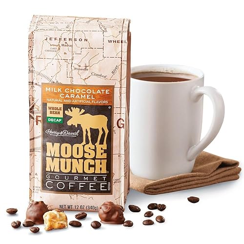 Harry & David Moose Munch Decaf Caramel Whole Bean Coffee, Flavored Caramel Coffee, Gourmet Coffee Gift, Share With Family, Friends, Loved Ones