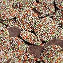 Christmas Dark Chocolate Nonpareils Candy by Its Delish, 5 Lbs Bulk Bag | Christmas Themed Chocolate Candy with Red Green and White Non Pareils