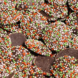 Christmas Dark Chocolate Nonpareils Candy by Its Delish, 5 Lbs Bulk Bag | Christmas Themed Chocolate Candy with Red Green and White Non Pareils