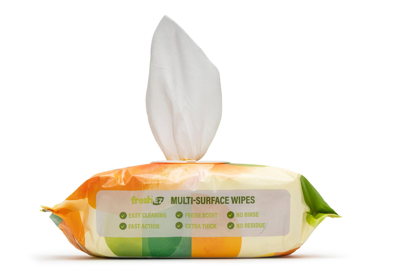 Fresh EZ Multi-Surface Cleaning Wipes, 2 Packs x 100 Wipes, Thick No-Rinse No-Residue Surface Wipes for Kitchen, Bathroom, Glass, Stainless Steel