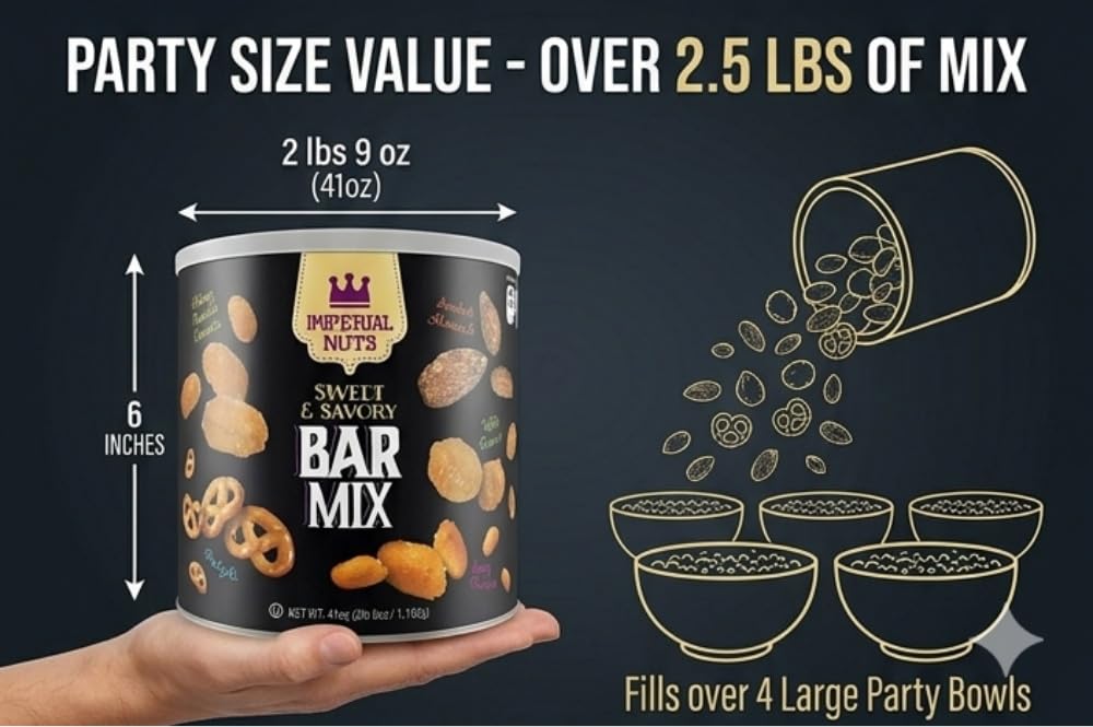 Imperial Nuts Sweet & Savory Bar Mix - Featuring Smoked Almonds, Pretzels, Toffee Peanuts, Spicy Peanuts, Honey Roasted Peanuts, - Delicious tasty