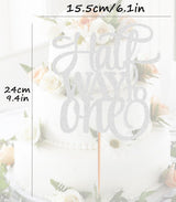 AHAORAY Half Way To One Cake Topper - Silver Glitter 6 Months Birthday Decorations Supplies - Half Birthday Decorations Baby Girl, for Baby