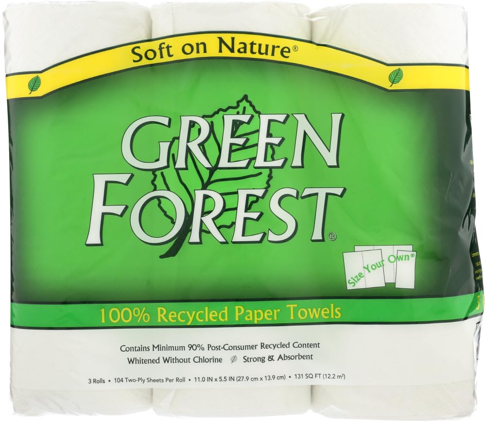 Green Forest Paper Towels, Size Your Own, White, Regular Roll - Regular Roll - 6 pk