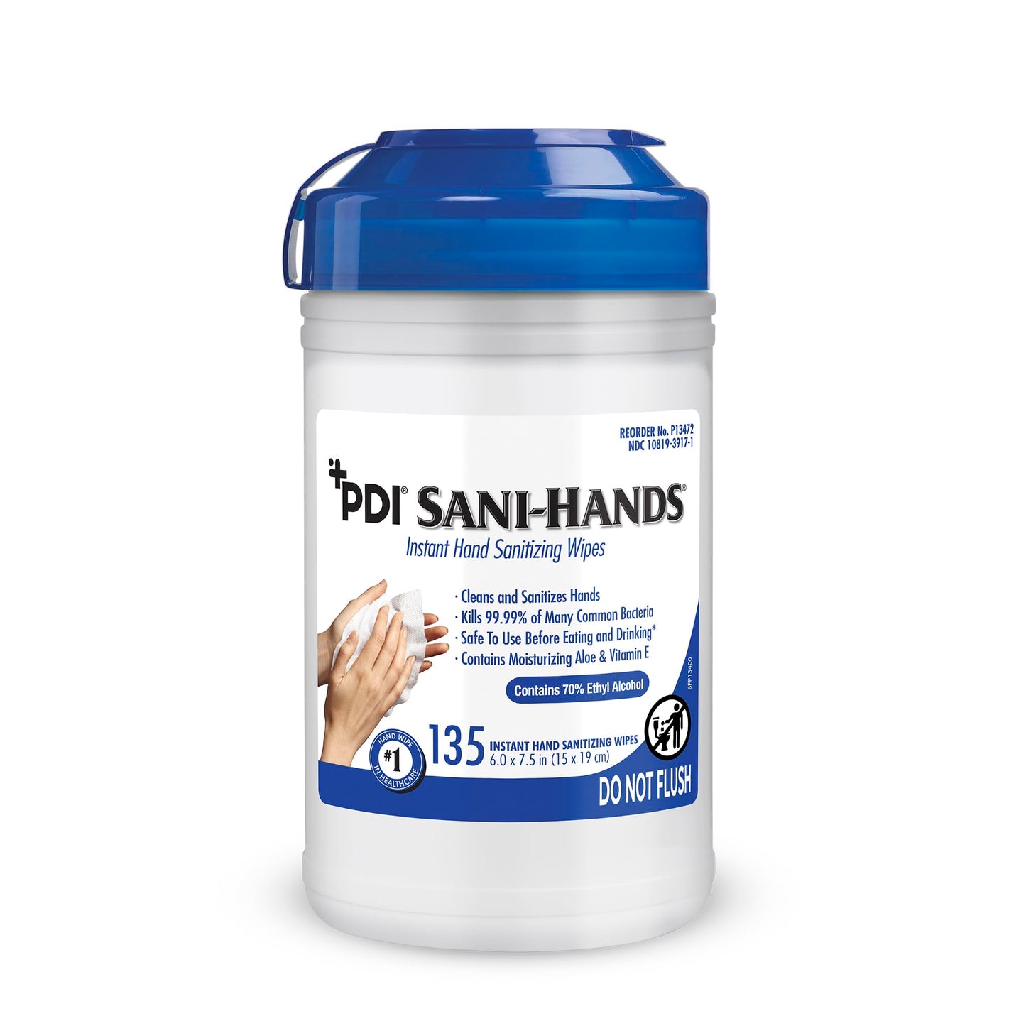 PDI SaniHands ALC Antimicrobial Alcohol Gel Hand Wipe, 135 Per Canister