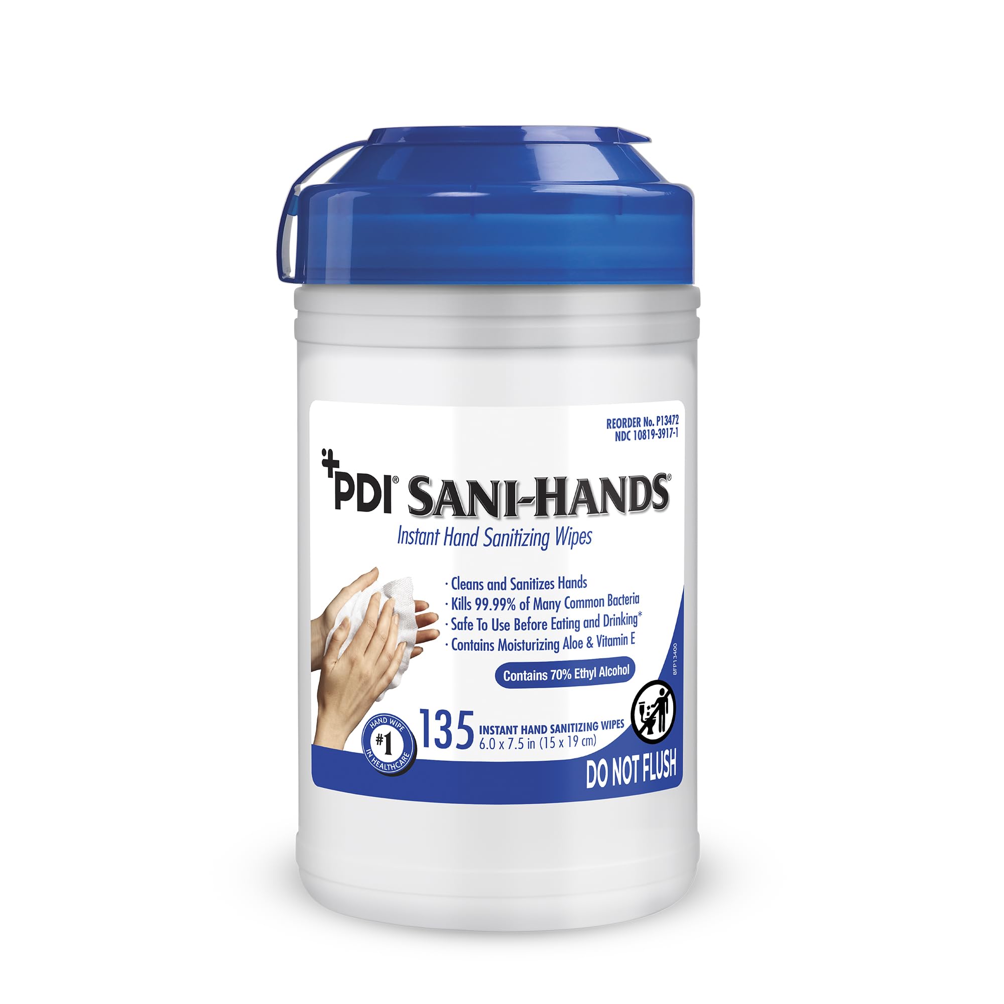 PDI SaniHands ALC Antimicrobial Alcohol Gel Hand Wipe, 135 Per Canister