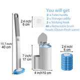 Ucaimao 2 Pack Disposable Toilet Brush and Holder Set,Extended Handle with 48 Cleaner Refills Toilet Brush for Toilet Bowl Cleaners,Bathroom Cleaning
