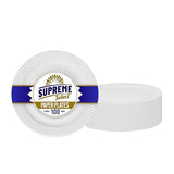 Supreme Select Disposable Paper Plates in Bulk [Set of 100 | 6 inch] Uncoated White Large Plate - Ideal for Birthday Parties, Weddings, Thanksgiving