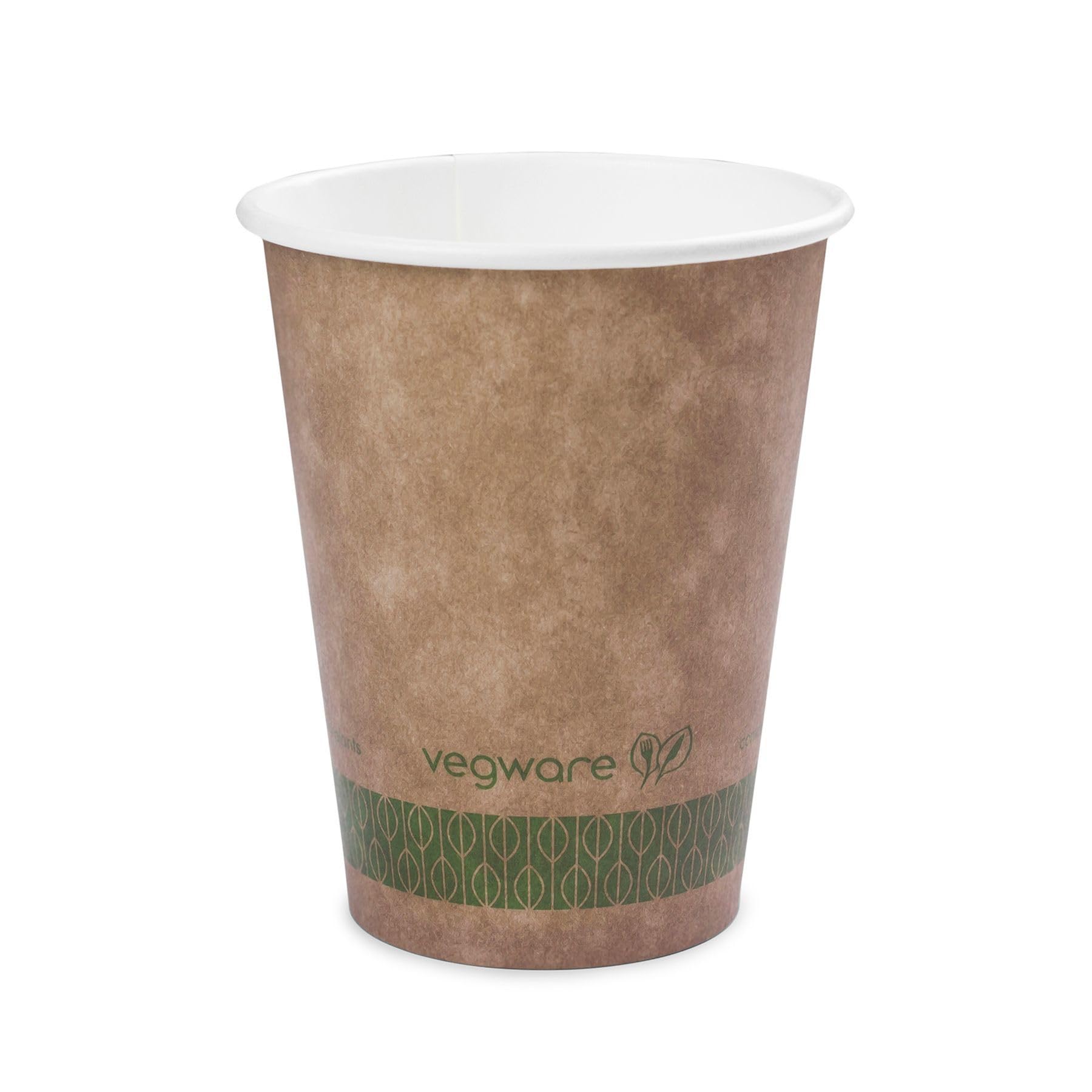 Vegware Compostable Disposable 8oz Coffee Cups, Case of 1000, Single Wall Kraft Hot Paper Cup, Lined, Sustainable Board With a Plant Based PLA Lining