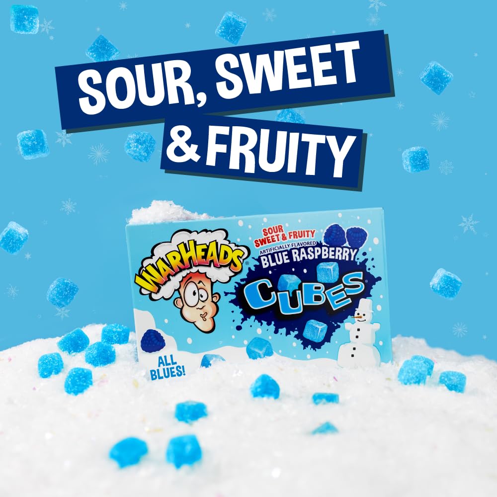 Impact Confections - WARHEADS Winter Blue Raspberry Cubes - 3.0 oz Theater Box - 2 pack