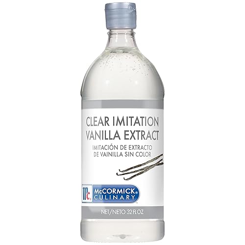 McCormick Culinary Clear Imitation Vanilla Extract, 32 fl oz - One 32 Fluid Ounce Bottle of Clear Vanilla Flavoring for Baking, Perfect in Baked