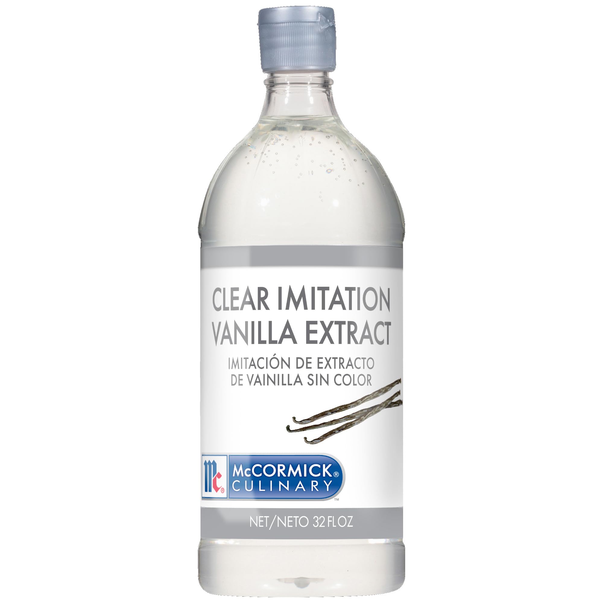 McCormick Culinary Clear Imitation Vanilla Extract, 32 fl oz - One 32 Fluid Ounce Bottle of Clear Vanilla Flavoring for Baking, Perfect in Baked