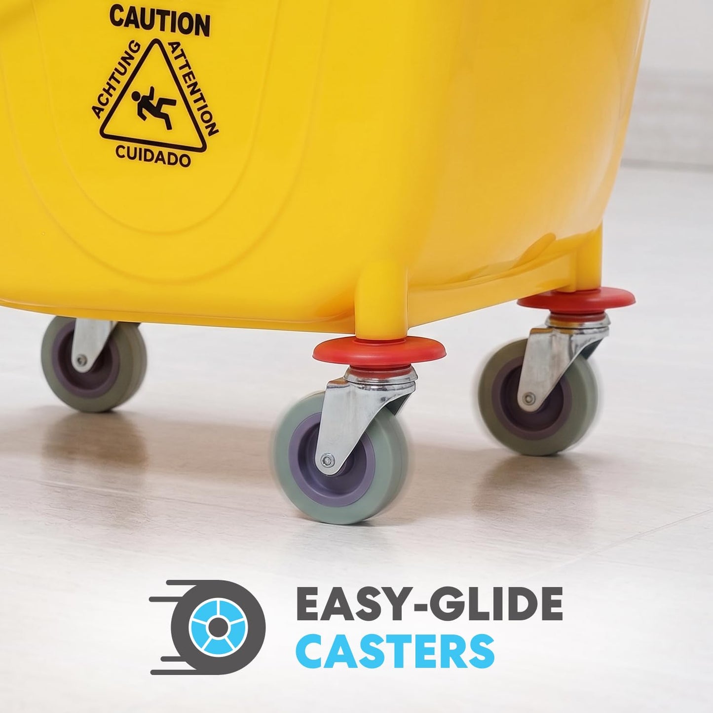 Simpli-Magic Commercial Mop Bucket with Side Press Wringer, 26 Quart - 50,000 Cycles Wringer - Industrial Mop Bucket with Wheels, Yellow