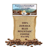 JamaicanCoffeeClub 100% Blue Mountain Whole Bean Coffee, WB 8oz Jamaican Roasted Beans, Smooth Rich Flavor, Handpicked Gourmet Beans, Bold Medium