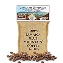 JamaicanCoffeeClub 100% Blue Mountain Whole Bean Coffee, WB 8oz Jamaican Roasted Beans, Smooth Rich Flavor, Handpicked Gourmet Beans, Bold Medium