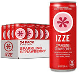 IZZE Sparkling Water Juice Beverage Blend, Strawberry, No Sugar Added, 8.4 FL OZ, 24 Cans